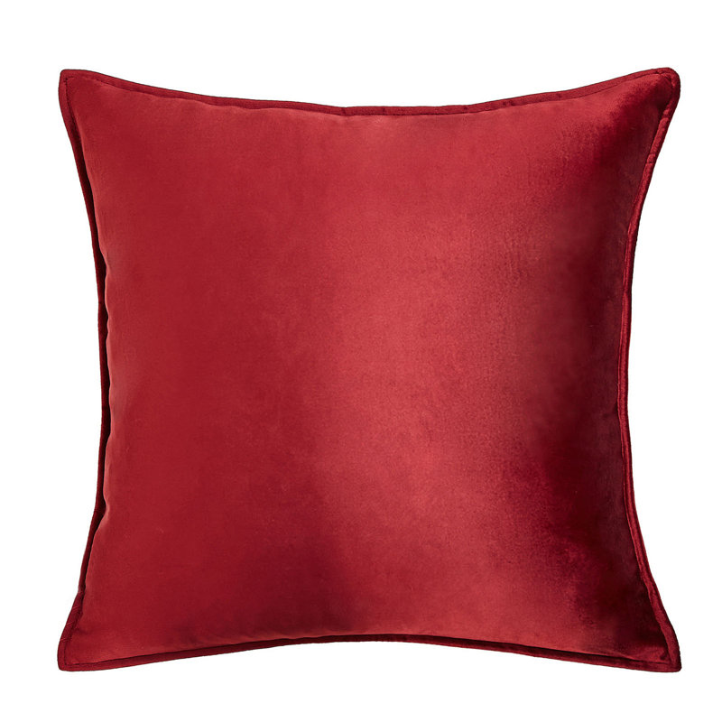 Square Velvet Pillow Cover & Insert, Wine Red, 18"H x 18"W