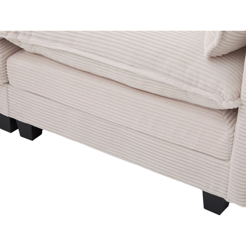 Canapé modulaire à méridienne pièce, Velours côtelé beige