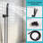 Rainfall Shower System With Storage Rack 10 Inch Shower Faucet Set Matte Black With High Pressure With Square Shower Head Luxury Shower Set Wall Mount-124869342