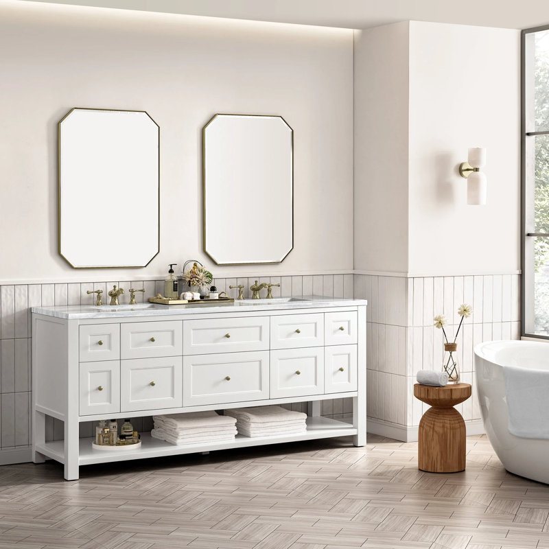 Breckenridge 72'' W Double Bathroom Vanity Base, Smokey Celadon