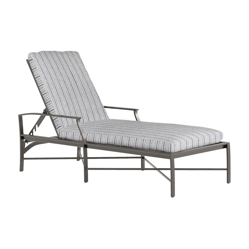 Monaco 76" Long Reclining Single Chaise with Cushions, No Welt, Slate Gray, Tweed Toffee