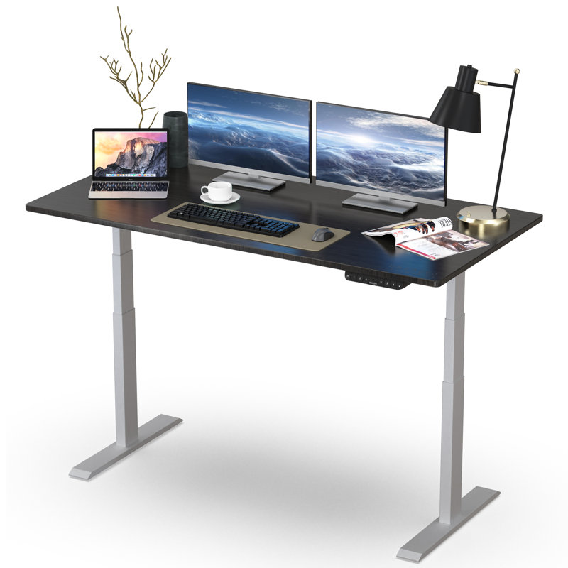 Bureau debout électrique à double moteur 48 po x 30 po Uncage, Noir / Noir, H 46,7 po x l 48 po x P 30 po