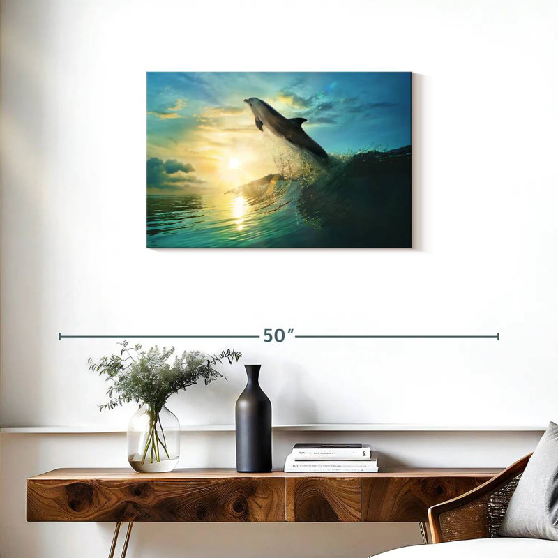 Brampt Sunset Dolphin, 20" H x 30" W