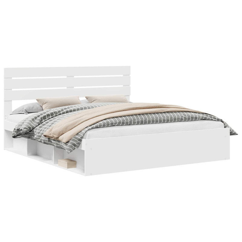 Solid Wood Bed, White, Super King (6')