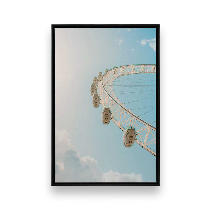 Ciel sur des nuages de coton sur toile, H 12,75 po x l 18,75 po, Cadre flottant noir satiné