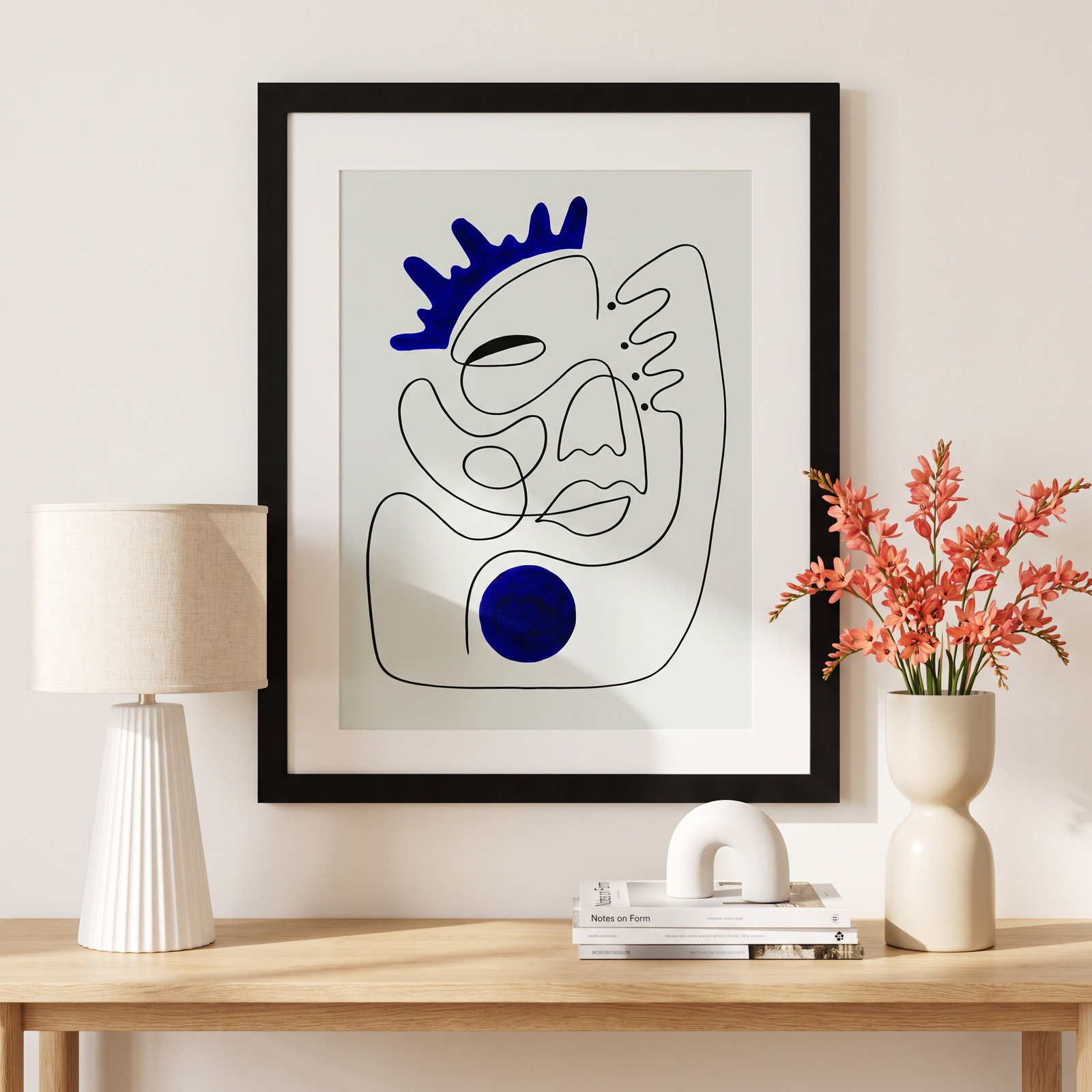 El Rey Print by Shatha Al Dafai, 21.38" H x 17.38" W x 0.875" D, Noir Black Framed