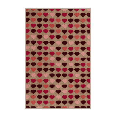 Washable Heart Motifs Farm Area Rug