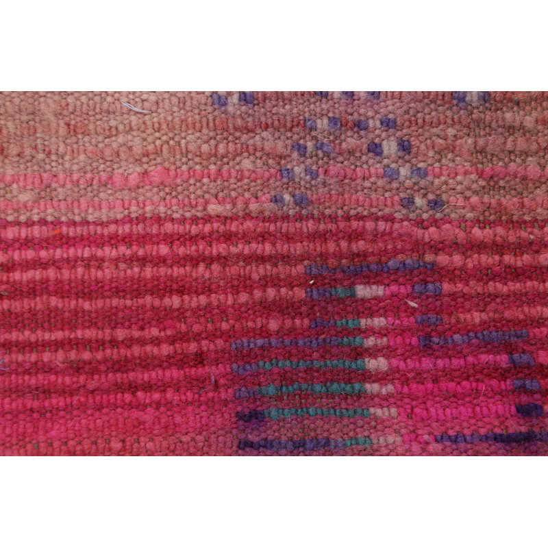Tapis de couloir en laine noué à la main de conception unique noué à la main 1960 4 pi 8 po x 15 pi 2 po Tapis décoratif brun/rouge/vert