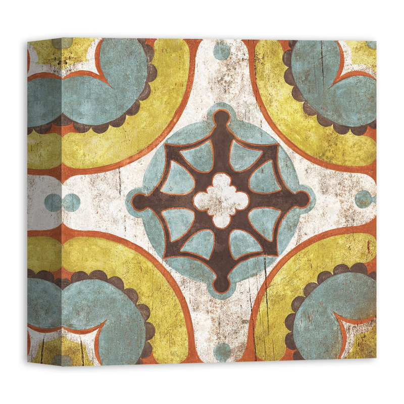 « yellow marocain tile », reproduction d’art sur toile tendue, H 24 po x l 24 po