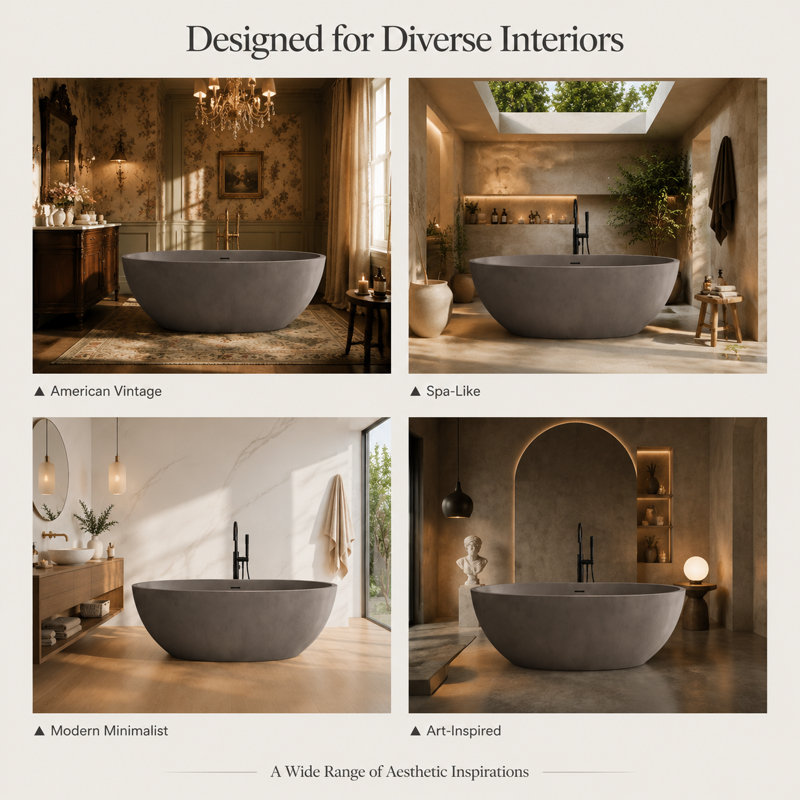 62.8'' L Soaking Bathtub, Gray