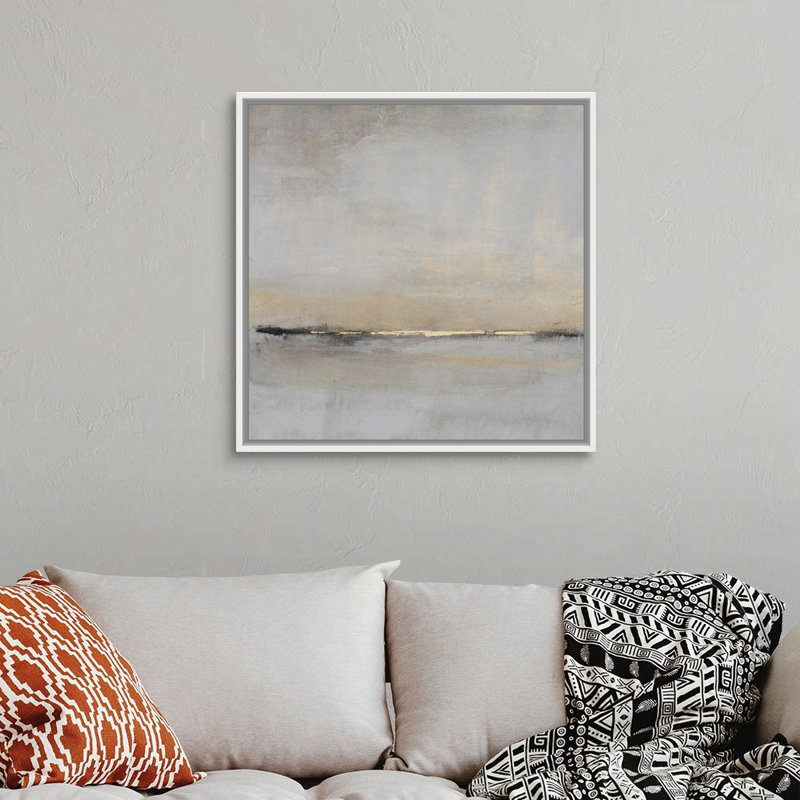 «Horizontal Flow II» par Tim O'Toole - Peinture sur toile, Toile avec cadre photo, H 32 po x l 32 po, Blanc