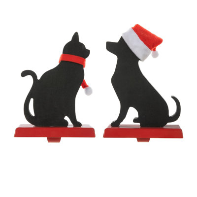 Porte-chaussette de Noël chat et chien noir