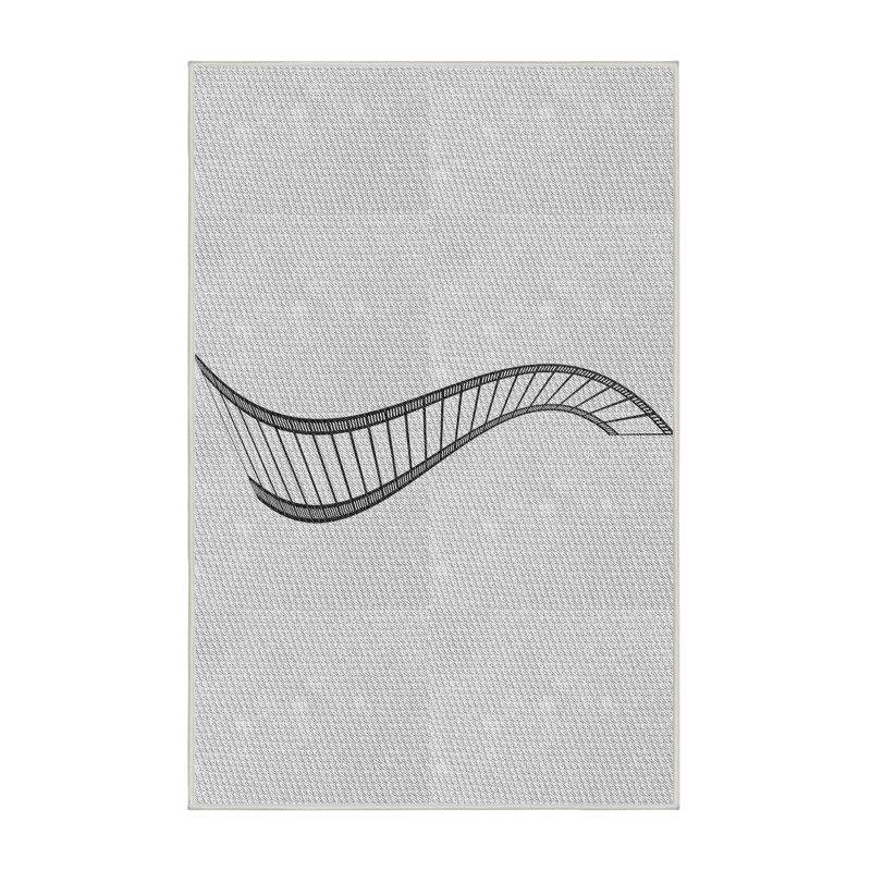 Tapis gris/zone noire à motifs, Rectangle 3 pi x 5 pi
