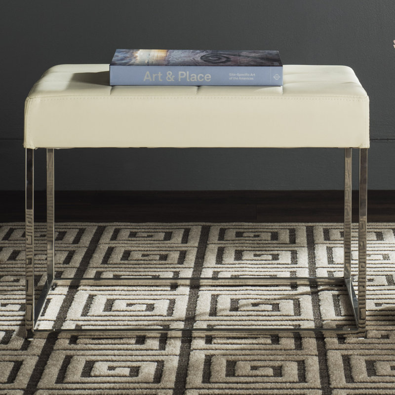 Halewood Faux Leather Ottoman, Creme Faux Leather