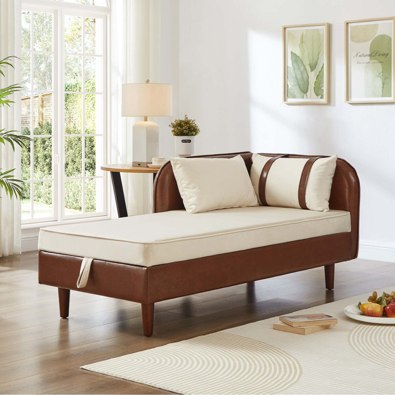 Canapé de rangement avec méridienne avec rangement, Brun / Beige