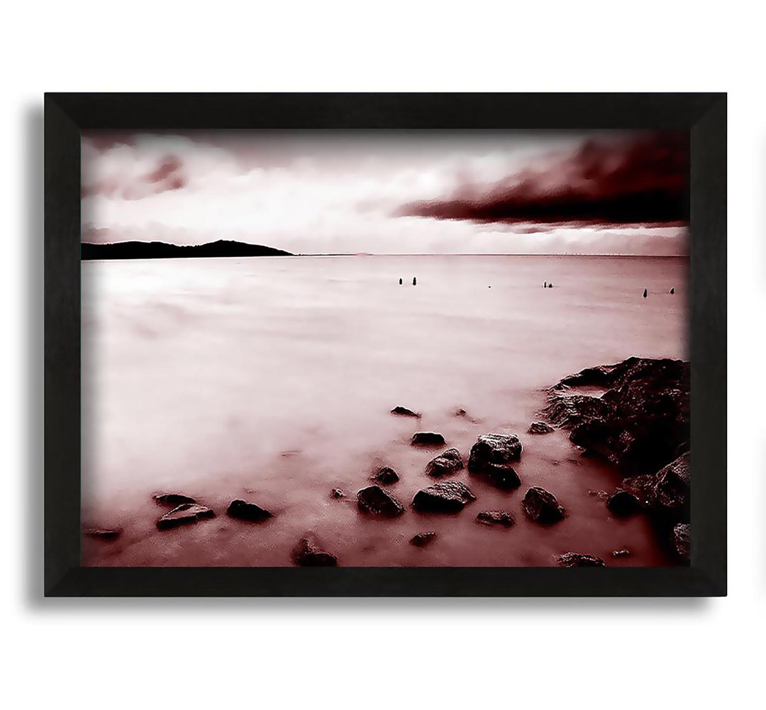 Gerahmtes Leinwandbild Misty Calm Ocean Rocks