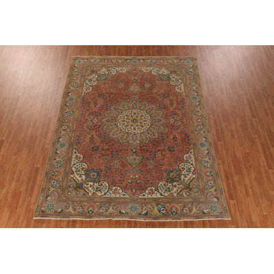 Tapis traditionnel rose fait à la main 8 x 11 po