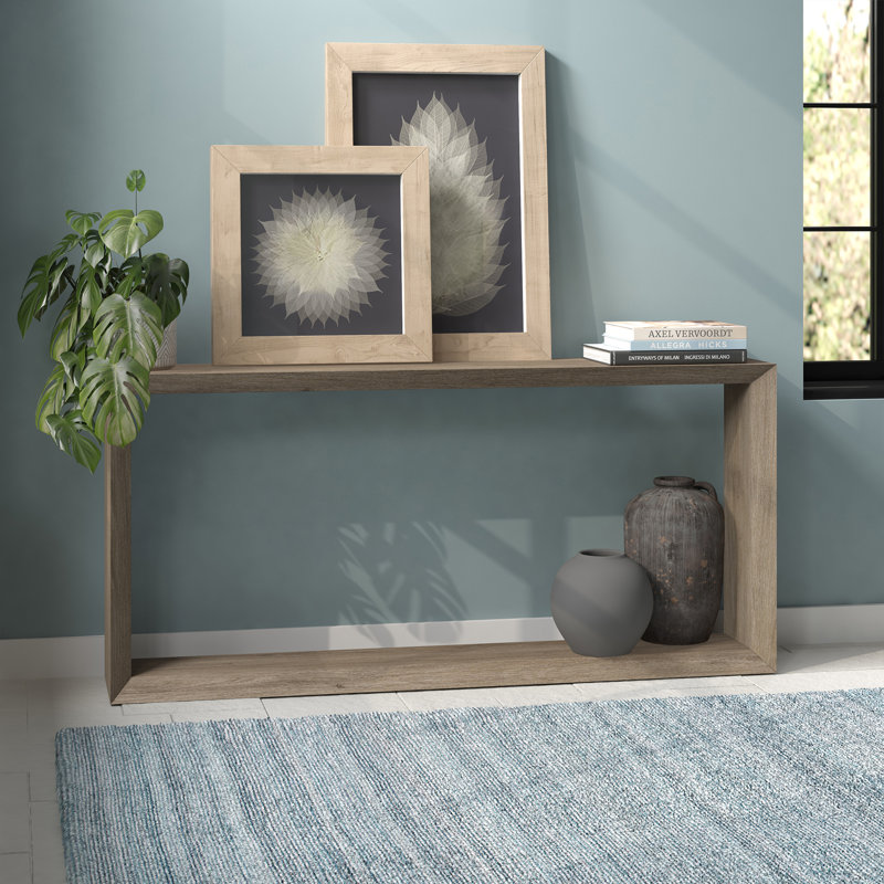 Amberg Console Table, Grey Oak, 30" H x 64" W x 11-5/8" D