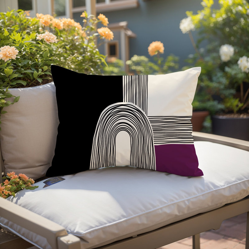 Housse et insert de coussin rectangulaire intérieur / extérieur Cassie, Mauve, H 18 po x l 25 po
