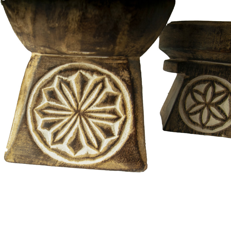 2 Piece Wood Tabletop Dish Set
