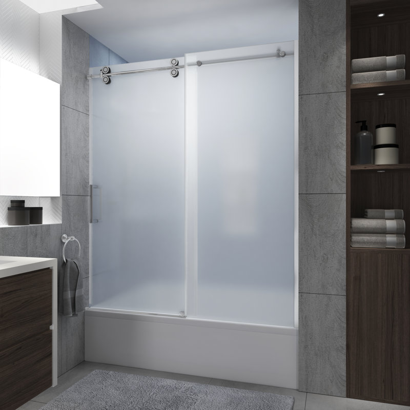 56" - 60" W x 70" H Sliding Frameless Tub Door, Chrome