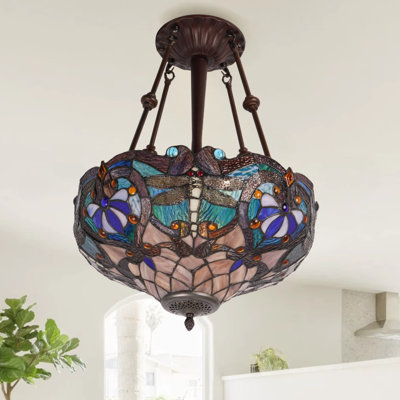 Plafonnier semi-encastré 3 lumières Tiffany