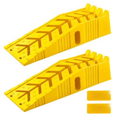 2 Pack Low Profile Car Service Ramps – 7 T Heavy Vehicle Lift Ramps, 15,000 LBS Capacity, Anti-Slip Surface, Low Clearance Design for Sedans, SUVs & Light Trucks, Yellow