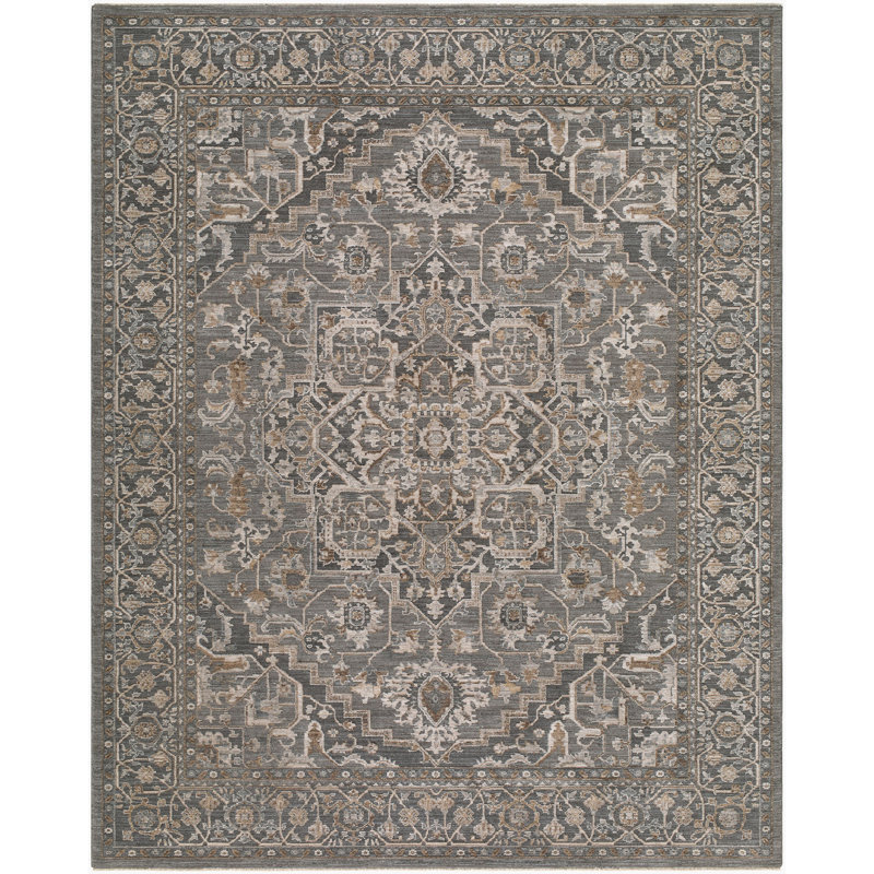 Tapis tissé à la machine Farshad, Rectangle 11 pi 12 po x 14 pi 12 po, Gris ardoise