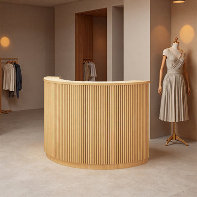 U-Shaped Reception and Cashier Desk – Vintage-Style Front Counter for Shops and Commercial Use