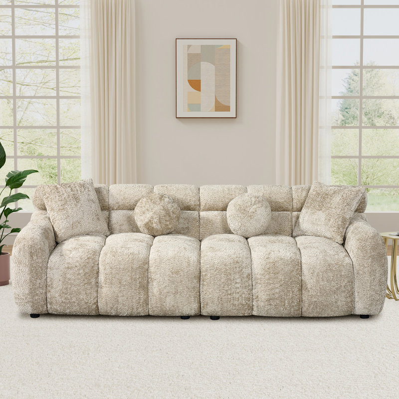 Oumy 87.3'' Upholstered Sofa Couch, Green Polyester