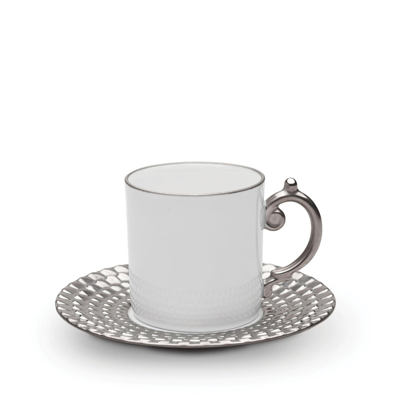 Aegean Espresso Cup + Saucer (Set of 2) - Platinum