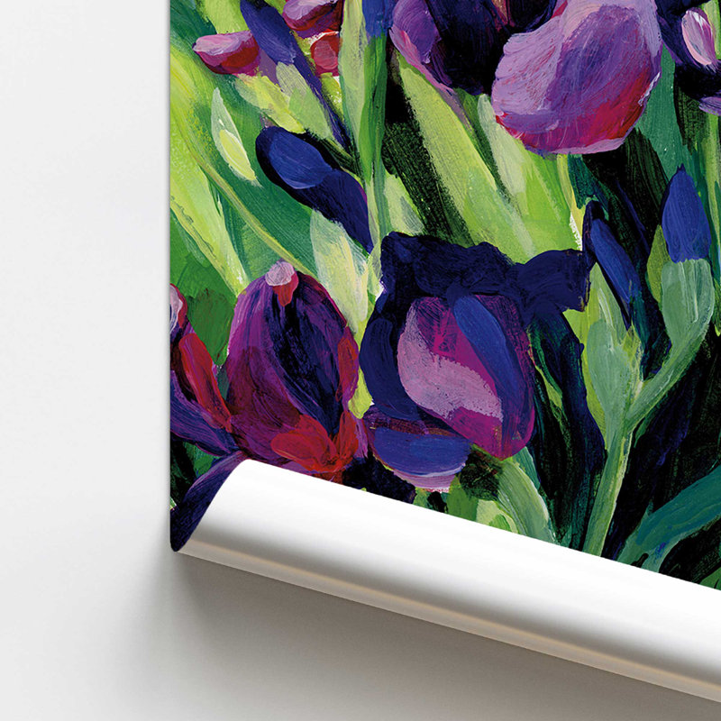 «Bold Iris Blooms», impression roulée, Sans cadre, H 24 po x l 18 po