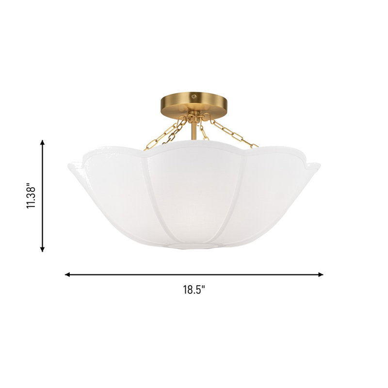 2 - Light Semi Flush Mount, Burnished Brass