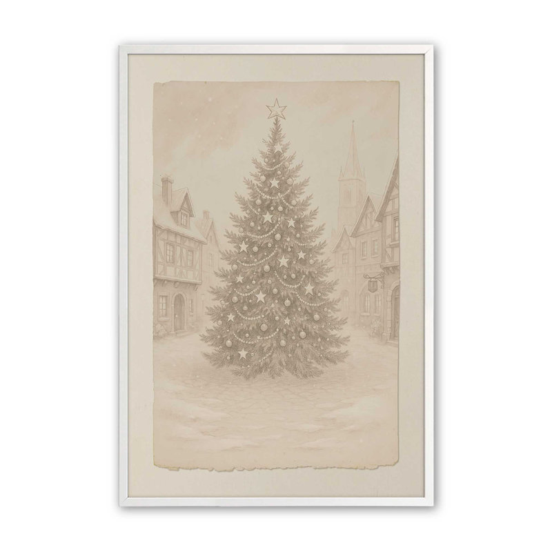 «Town Square Noel», reproduction d'art, 16 po x 20 po, Blanc opaque