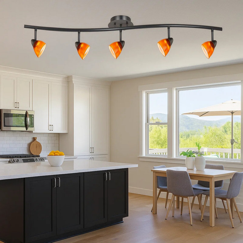 Ensemble de rail d'éclairage 5 lumières 48,38 ", Noir
