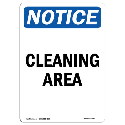 Cleaning Area Aluminum Sign 12 x 18