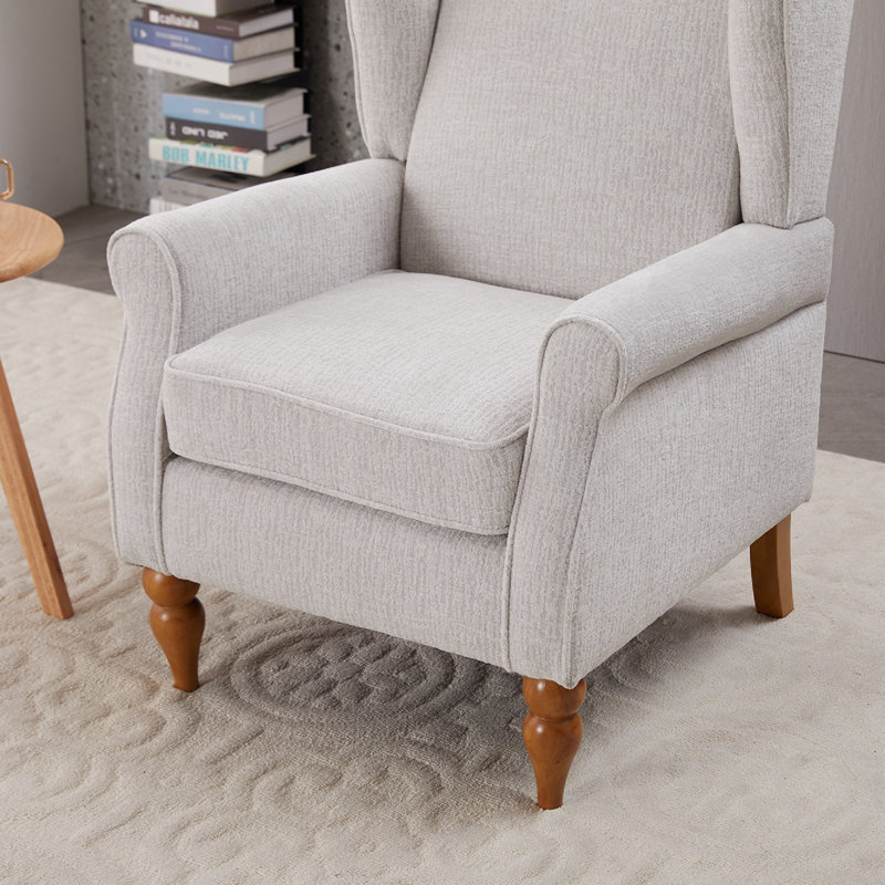 Ensemble de fauteuil et table basse avec pieds en bois robustes, Beige