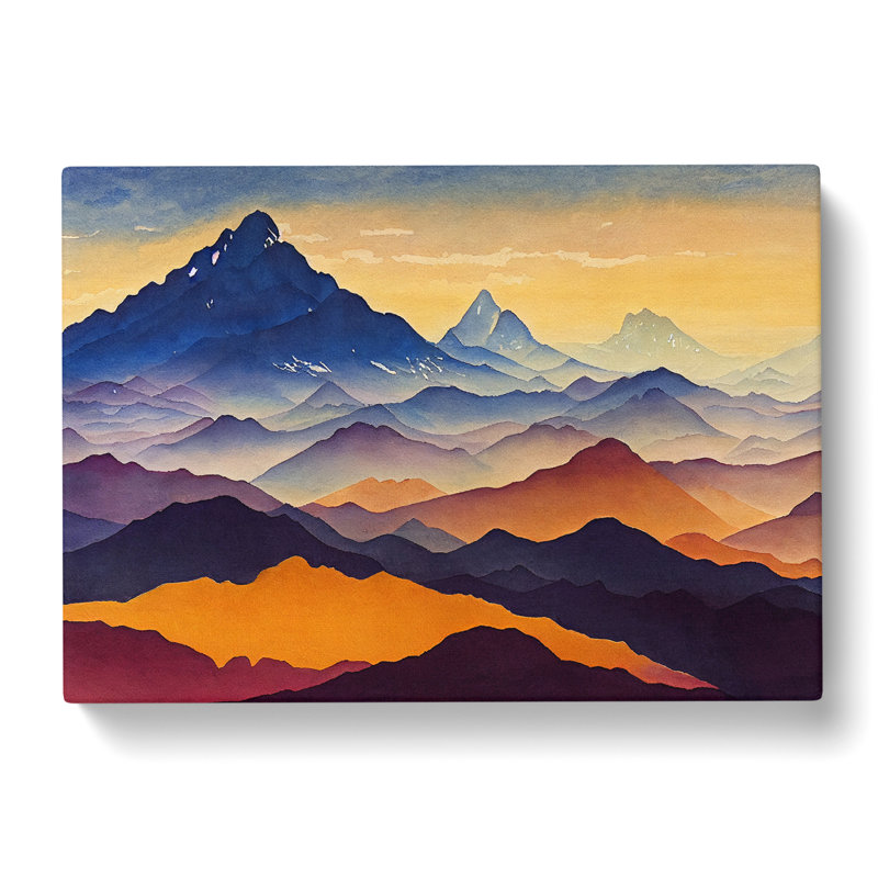 Watercolour Mountain Landscape Vol.1 - Wrapped Canvas, 35cm H x 50cm W x 3cm D