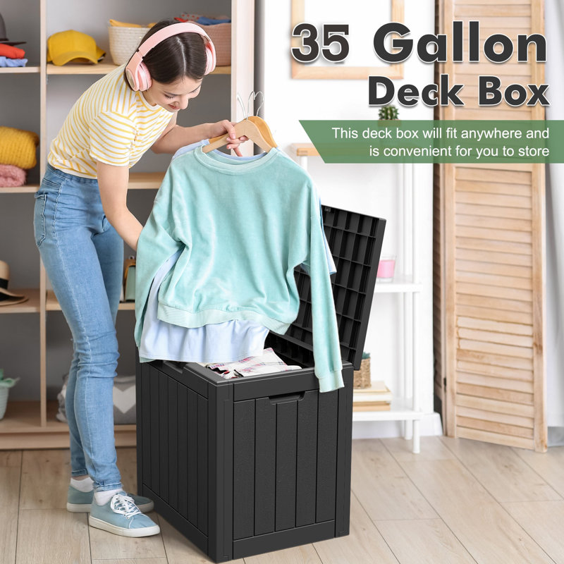 Boîte de rangement pour terrasse 31 gallons, Noir