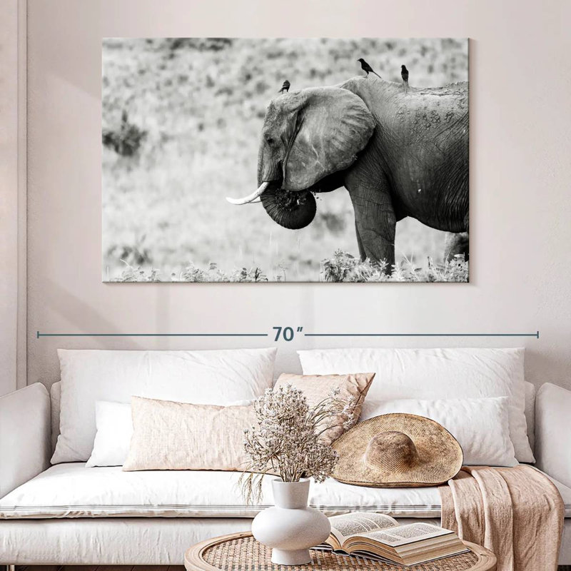 Éléphant et ses amis, H 34 po x l 51 po