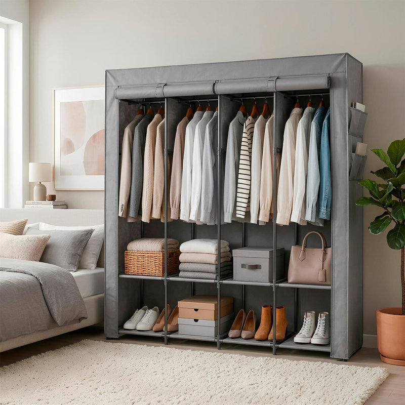 Metal Wardrobe, Grey, 170cm (W)