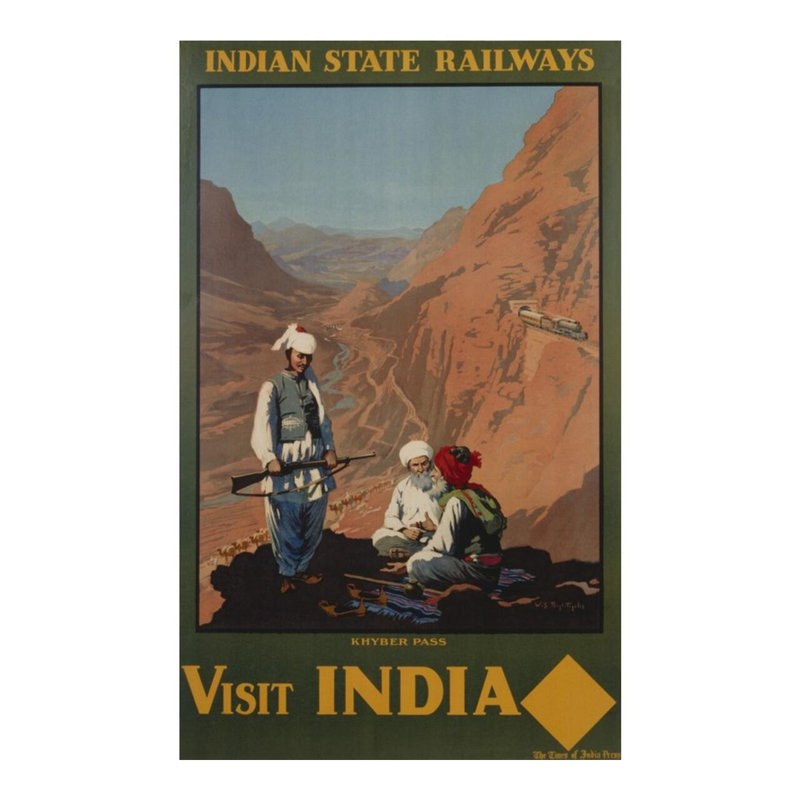 «Visit India», affiche de la passe de Khyber par Bylityllis - estampe numérique, H 20 po x l 16 po