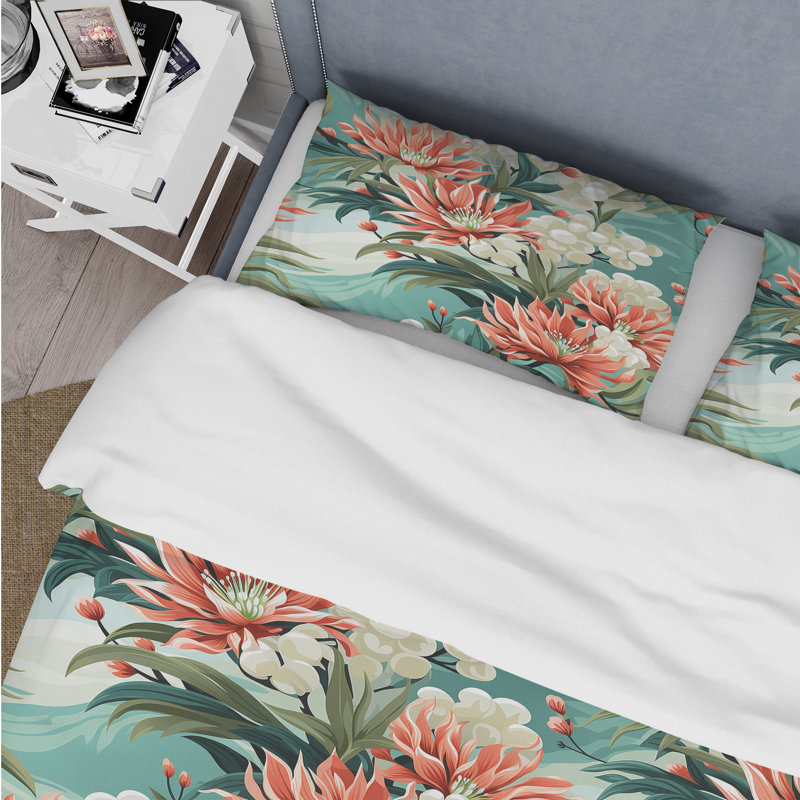 Ensemble de housse de couette Tropical - Tropical Coastal Escape, Housse de couette pour très grand lit et 2 très
