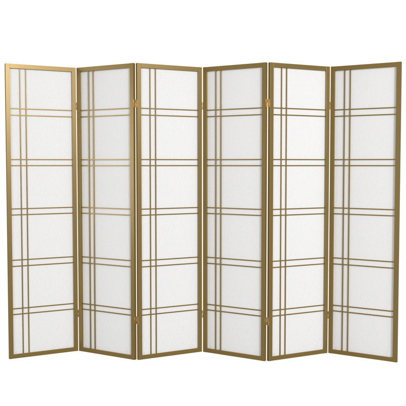 70.5" Tall Double Cross Shoji Panel Room Divider, Black, 4, 5 ft