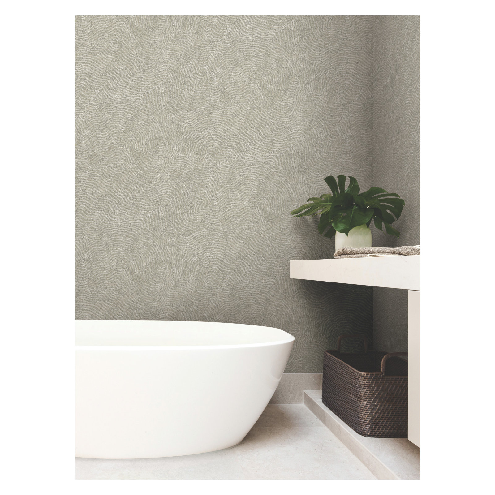 Almyra 27' L x 27" W Wallpaper Roll, Taupe