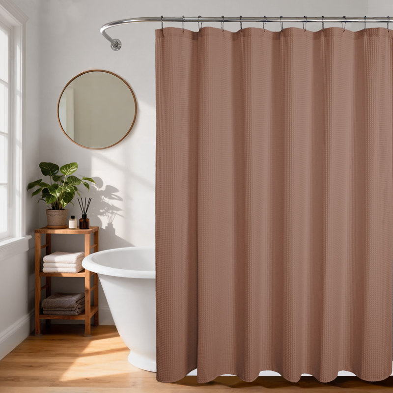 Cotton Blend Waffle Single Shower Curtain, Dusty Clay