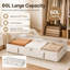 Contenants de rangement latéraux sous le lit, bacs de rangement sous le lit de 6 pouces de hauteur de 60 L avec poignées robustes et parois latérales, organisateur de placard pour vêtements, couvertures, articles saisonniers, beige, paquet de 2