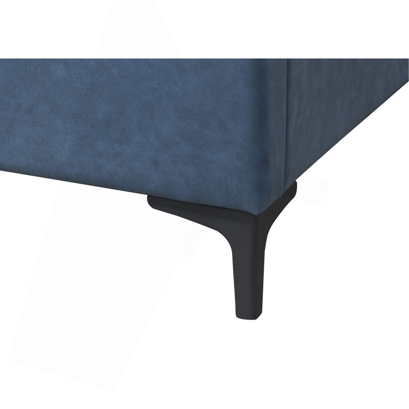 Lit contemporain tapissier bleu, Bleu, Grand lit