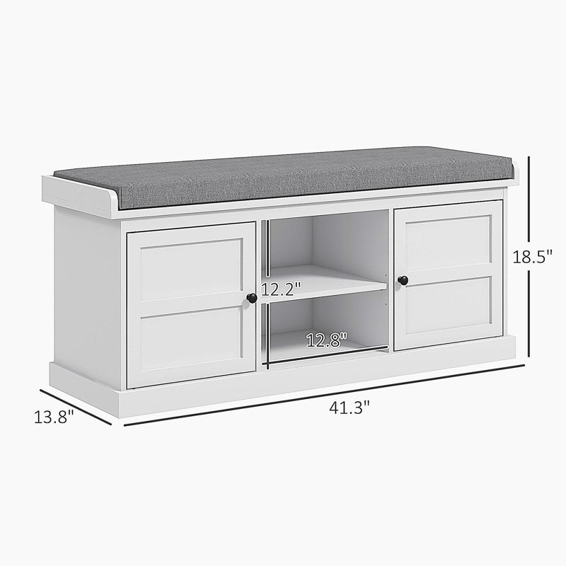 Entryway Bench Seat, Shoe Storage Bench with Cushioned Seat