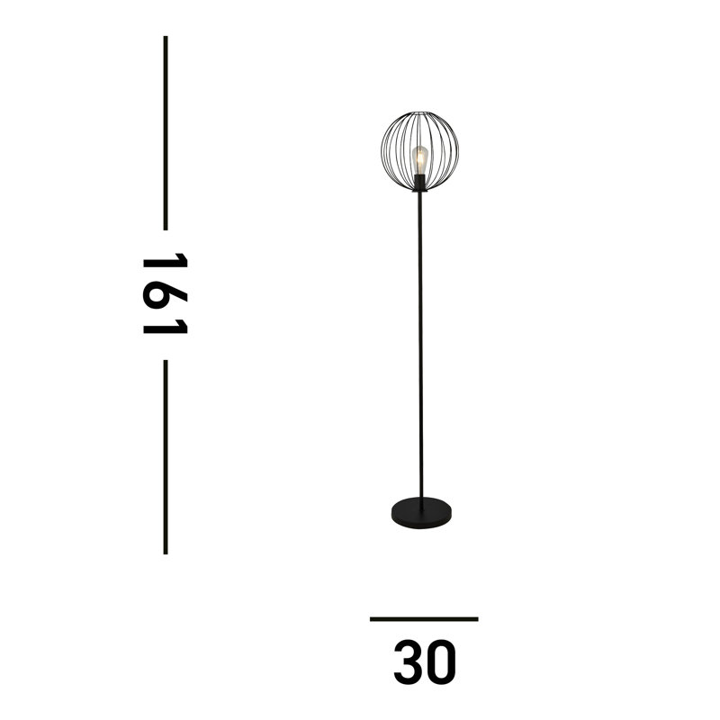 Annesia 55cm Black Traditional Floor Lamp